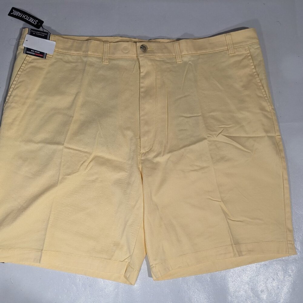 NEW Size 44 Big Mens Roundtree & Yorke Casuals Chino Flat Shorts 9"I Yellow